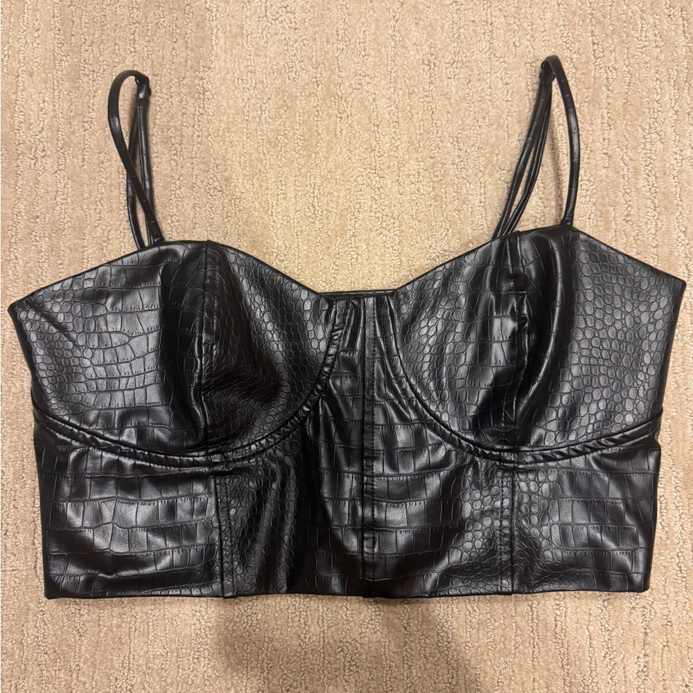 Express Black Croc-Embossed Tank Top
